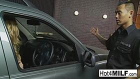 i bribed the parking police with my busty blonde tits in lingerie