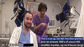 Patient moans wildly as nurse Jackie Banes hits her with the Hitachi vibrator backstage