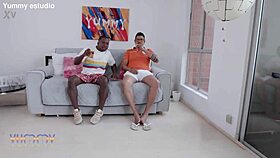 shy cute colombian teases two monster cocks before intense double anal pussy action
