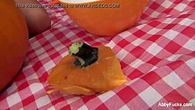 Abigail Mac strokes her big tits in Halloween solo fun 🎃🔥