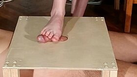 goth domina stomps slave's cock bare feet then gives messy footjob 😈👣