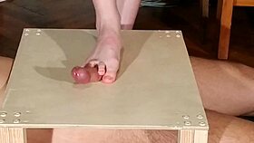goth domina stomps slave's cock bare feet then gives messy footjob 😈👣