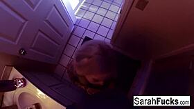 pornstar sarah jessie drops a steamy bathroom bj! 🔥🍆