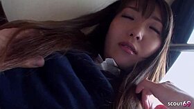 big natural tits japanese babe takes first pov creampie
