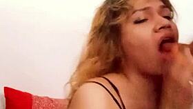 Ex-German boyfriend barebacks young sexy trans woman hard in homemade interracial frenzy reaching explosive orgasm