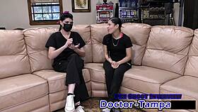 dr tampa examines bratty latina cheerleader mya's shaved pussy up close