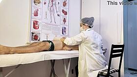 Patient gets uncontrollably hard facing nurse during full exam