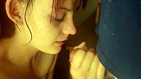 18 year old babe sucks huge cock while her pussy gets dildo pounded