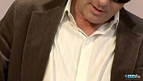 two brunettes ride cowgirl, doggy and missionary before draining dick completely