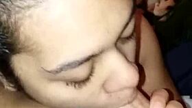 Sloppy deepthroat blowjob from sexy Dominican latina wife sucking wet cock