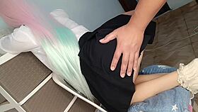 cosplay fan in tight dress explores her first time wearing skimpy panties