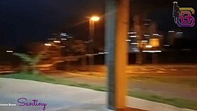 caught the director's secretary slurping big cock in the square during dinner break with massive tits bouncing