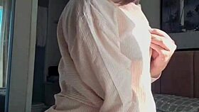 Sexy teen dances provocatively outdoors in public before masturbating