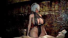 2b dominates with facesitting femdom in intense hentai bdsm