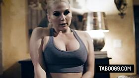 hey cougar milf christie stevens rides hard as older guy jumps in for threesome action