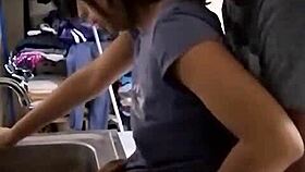 Amateur colombian brunette homemade latina gets roughly fucked bent over washing dishes in kitchen