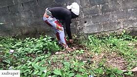 Horny babe takes deep doggy on ranch with stud