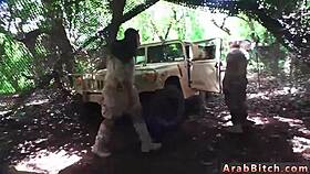 Muslim army guy connects intimately with petite white girl away