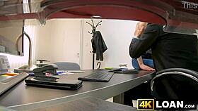 Hidden cam catches Bonnie Dolce gulping loan agent's huge cock