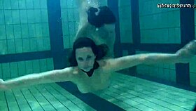 katka and barbara bounce underwater with playful moves
