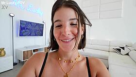 big tit latina la sirena gives deepthroat sensual blowjob cum on tits