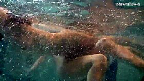 katka and barbara bounce underwater with playful moves