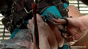 blonde's ass gets shocked in wild suspension bondage 😱 tied up choking on deepthroat machine gagging rough