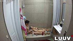 luuv xaner and grossy shower flashing her perfect natural tits