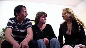 real german mature wife with huge naturals shocked into ffm threesome casting umm yeah
