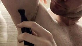 i trim my sweaty hairy armpits chest and arms post gym for upcoming shoot