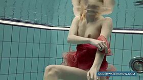 Katya Okuneva Teases In Red Dress By Pool