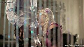 beautiful german blonde maid sneaks handjob blowjob and swallows cum eagerly