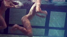 katka and barbara bounce underwater with playful moves