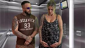 Pregnant neighbor gags on monster cock deepthroat in elevator cum blast.