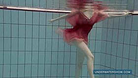 Katya Okuneva Teases In Red Dress By Pool