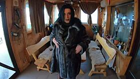 ELEGANT SLUT IN FUR GETS POUNDED ON TABLE AND DOUBLE CUM BATH!