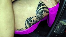 skinny milf spots guy on street, begs fuck in car now