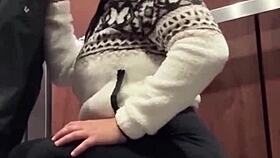 they got so horny after bar hopping for wild elevator public fucking