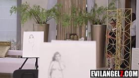 kinky petite painter eva takes three huge bbc in pov taboo