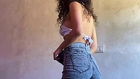 hidden cam catches sexy latina babe upskirt flashing her big tits