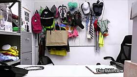 dress-stealing big-tit milf gives blowjob close-up to make amends for her office shoplifting