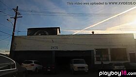 check out bombastic alexandra tyler stripping lingerie to reveal her perfect shaved body outdoors