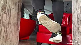 ever wonder what goddess's wrinkled toes tease under the desk in socks?