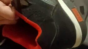 my friend gets off destroying my favorite sneakers in wild fetish fun