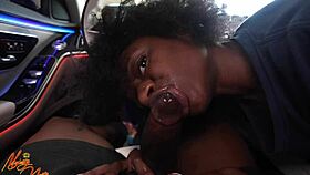 In the car I give my uber driver a deep blowjob experience