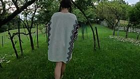 innocent stroll becomes steamy outdoor undressing thrill