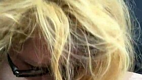 imagine this pretty glasses hooker slurping cum straight from cock in car