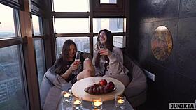 i and my girlfriend took turns fucking the food delivery guy bareback he filled our mouths with cum!