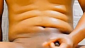 Shemale Sissy Drenches Own Muscular Body In Piss