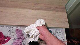 curvy mature woman catches guy with her panties hidden